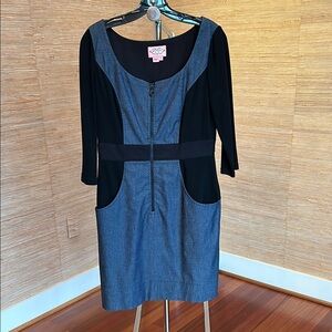 Phoebe Couture Black and Denim Dress